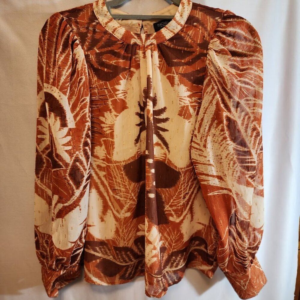 RACHEL ZOE SIZE MEDIUM TOP, LONG SLEEVES, FALL COLORS, RELAXED FIT,